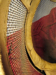 Vintage Metal Mesh And Tanned Cloth Paul Fencing Mask R. Pepple Inscription