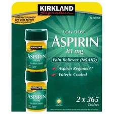Kirkland Signature Low Dose Aspirin 81mg 730 Tablets 365 Ct 2-Pack (EXP12/2027)