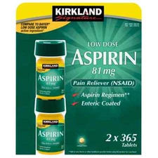 Kirkland Signature Low Dose Aspirin 81mg 730 Tablets 365 Ct 2-Pack (EXP-01/2027)