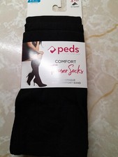 3 Pack Womens Peds Black Semi Opaque Trouser Socks Extended Size M 8-12 Black
