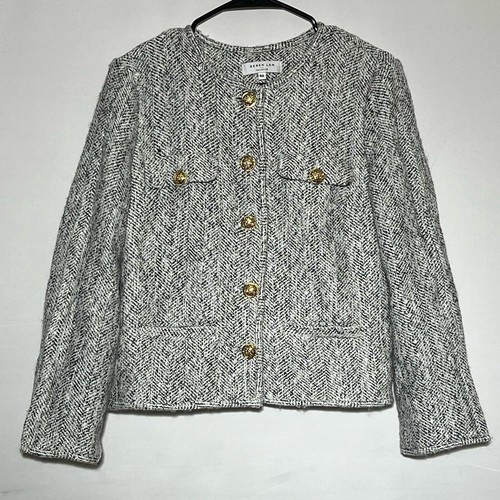 Derek Lam Collective Women's Jacket Blazer Size 42 Gray Tweed Button Front Wool - Picture 3 of 16