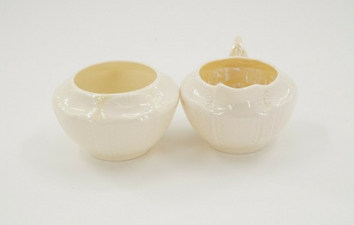 Belleek Ireland New Shell Lustre Creamer & Open Sugar Bowl, 6th Mark - Picture 3 of 8