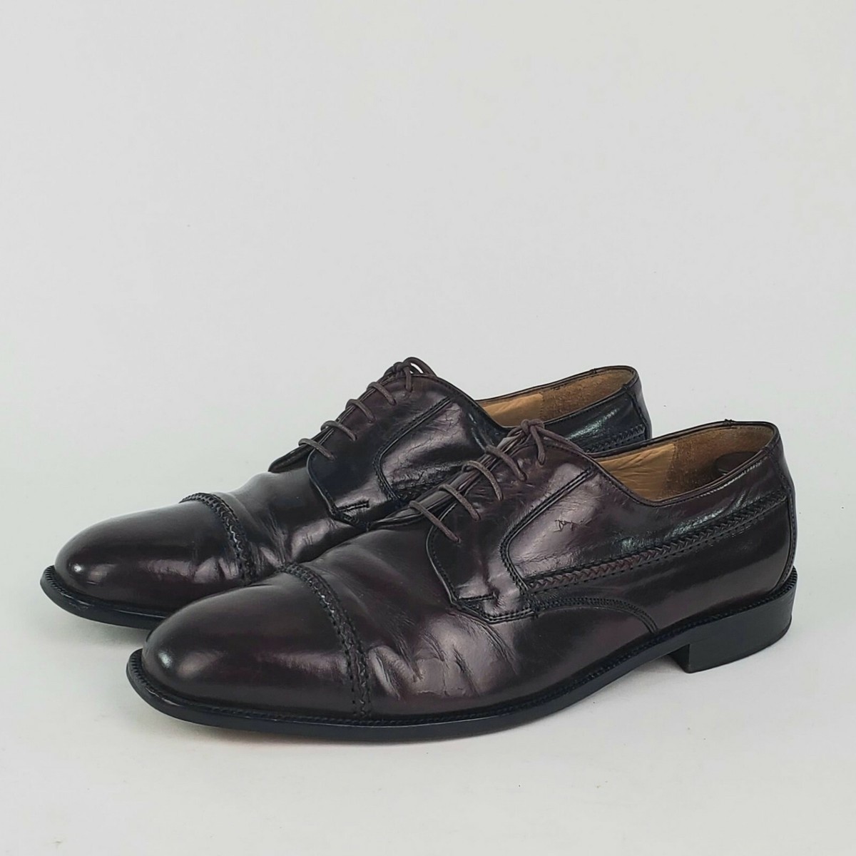 JOHNSTON MURPHY MENS CAP TOE OXFORD DEERSKIN 12M CELLINI ITALIAN Brown SHOE V Johnston Murphy Shoes Mens 9M Brown Cellini Leather Oxfords  main image 2
