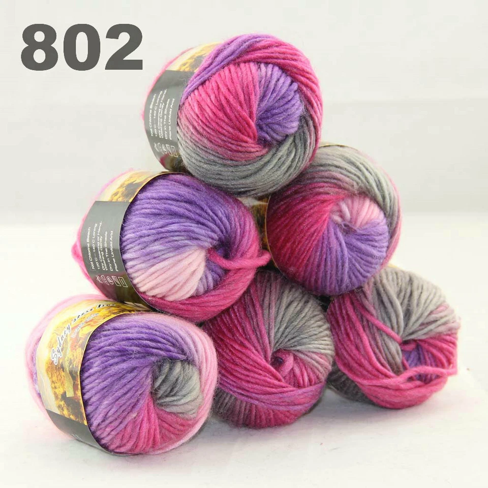 SALE 6BallsX50gr Warm Colorful Rugs Knitting Wool Blankets Crocheted Yarn 02