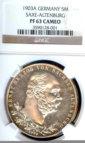 German States Saxe-Altenburg 1903 5 Mark Coin Thaler Taler NGC PF63 CAM PROOF PP