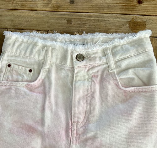 Zara Girls 11-12 Tie Dye White Pink Wide Leg Jeans EUC Spring - Picture 2 of 7