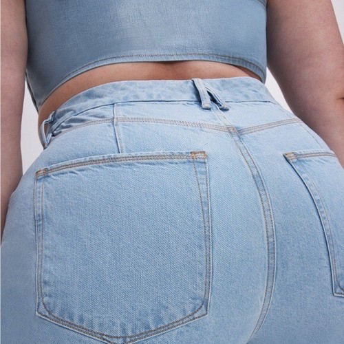 GOOD AMERICAN GOOD 90s RELAXED COATED JEANS NEU MIT ETIKETT GRÖSSE 20 MID RISE GERADES BEIN - Bild 4 von 5