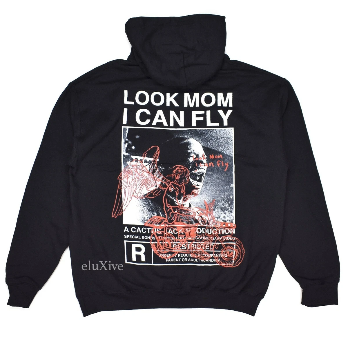 NEW Travis Scott Look Mom I Can Fly Cactus Jack Graphic Hoodie Blk M L  AUTHENTIC