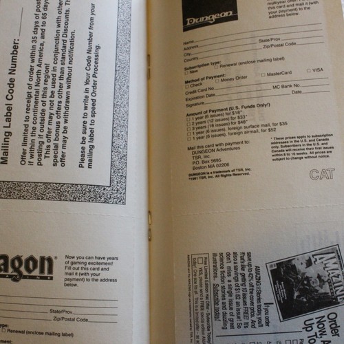 1991 TSR Hobby Shop Catalog for Fantasy Role-Playing Games RPG D&D Adventure - Picture 4 of 5