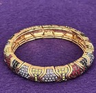 Rhinestone Large Stretch Bracelet Beautiful Joan Rivers Multicolor Goldplated