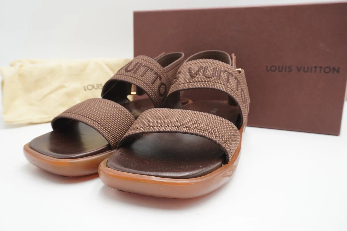 Louis Vuitton Logo Embroidered Rubber Sole Flat Sandals