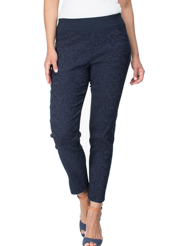 Clarity by threadz Navy Jacquard Stretch Pant Size 2XL (18-20)