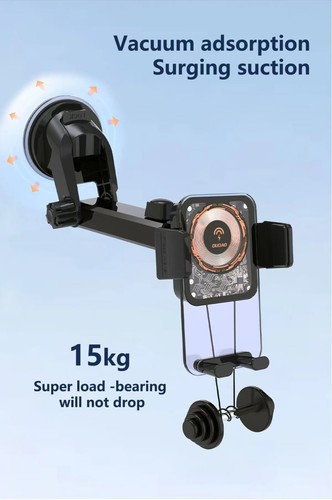 Caricabatteria da auto wireless 15W Qi ricarica rapida, presa d'aria/montaggio cruscotto di DUDAO - Foto 3 di 19