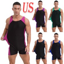 Men's One Piece Swimsuit Straps Cross Back Rash Guard Bathing Suit Jumpsuits