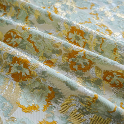 Retro Blumenmuster Stoff Jacquard Metallic Garn Tuch für Kleid Nähen Handwerk Dekor