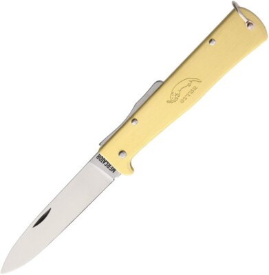 OTTER-Messer Mercator Large Folding Knife 3.5'' Carbon Steel Blade Brass Handle