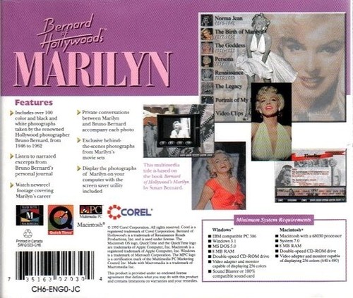 Bernard of Hollywood's Marilyn (CD-ROM, 1995) for Win/Mac - NEW CD in SLEEVE - 第 3/3 張圖片