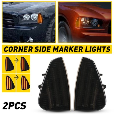 Smoke Side Marker Parking Turn Signal Corner Lights For 06-10 Dodge Charger EAW