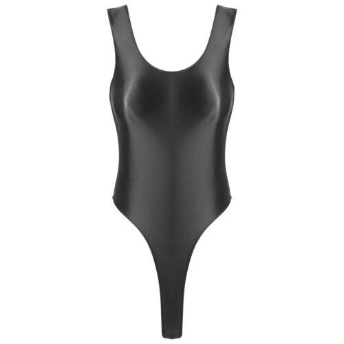 Sexy Womens Glossy One Piece Catsuit Swimsuit High-Cut Thong Leotard Bodysuit - Picture 4 of 86