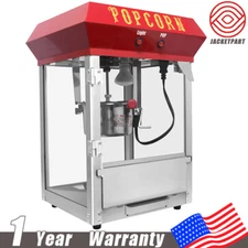 Bar Style Popcorn Machine Maker Popper with 6-Ounce Stainless Steel Kettle Red