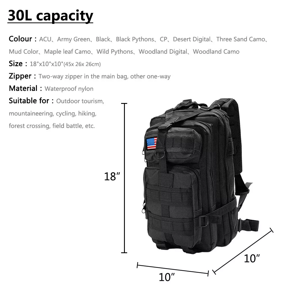 30L 40L 70L 80L Hiking Camping Backpack Waterproof Outdoor Travel Rucksack  Bag