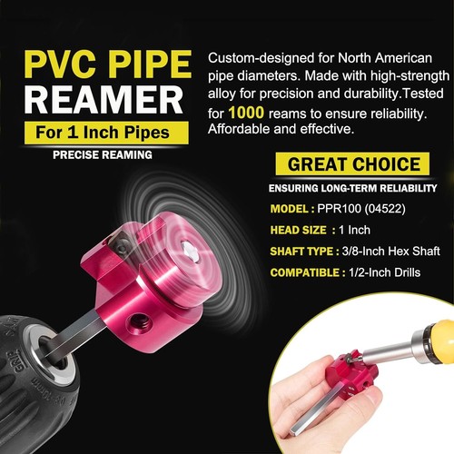 04522 PPR100 1Inch Plastic Pipe Fitting Reamer Saves SCH 40 PVC CPVC ABS Fitting - Picture 5 of 7