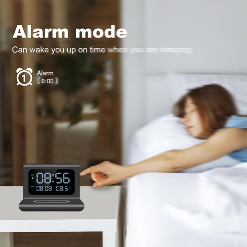 3in1 Alarm Clock Wireless Charger Dock Thermometers For iPhone 16 15 Samsung S24 - Picture 14 of 26