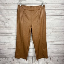 Bagatelle Womens Faux Leather Cropped Wide Leg Pants Size Large Brown New