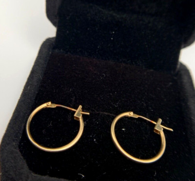 14k Gold Round Hoop Child-Teenager Size Earrings,13.5mm,  FREEgiftbox($3.49value