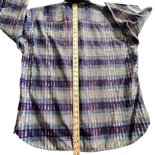 Luchiano Visconti Men's XXL Long Sleeve Button Down Cotton Blend Blue Multi NWT - 第 13/19 張圖片