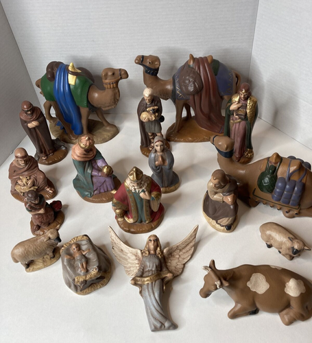 Vintage 1970’s Christmas Holland Mold Nativity Set 17 Pieces Hand Painted USED - Picture 16 of 23