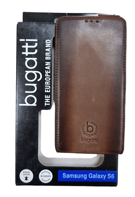 Brand New Leather Mobile Phone Case Samsung S6 Bugatti Dark Braun