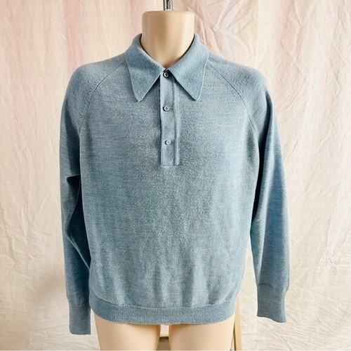 Vintage Men’s Blue Pullover Sweater Size Medium Orlon Acrylic - Picture 7 of 7