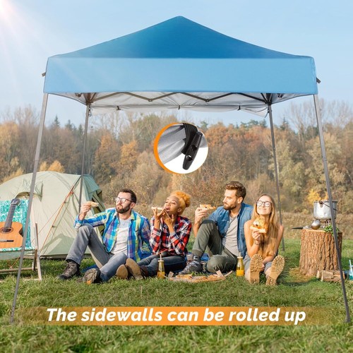 6x6 ft Pop Up Canopy Tent, Outdoor Small Gazebo With Backpack, Patio Slant Leg - Picture 5 of 8
