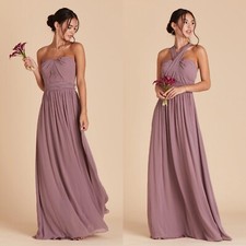 Birdy Grey Grace Convertible Chiffon Dark Mauve Bridesmaid Maxi Dress Medium NWT