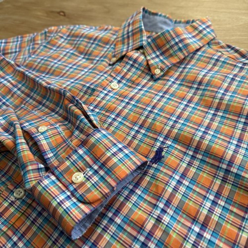 Polo Ralph Lauren pomarańczowa krata bawełna Oxford koszulka z guzikami XL bez prasowania - Zdjęcie 1 z 10