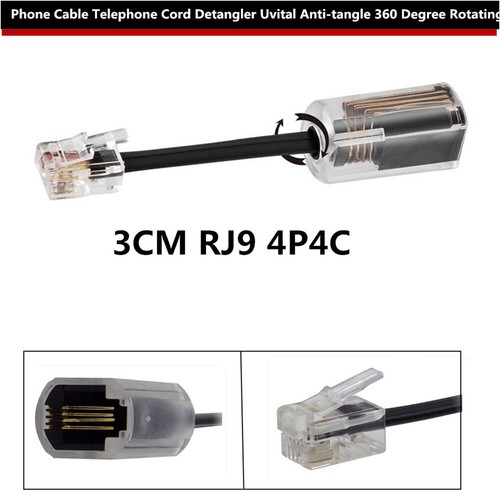 2x Detangler telefonu Bezprzewodowy kabel słuchawkowy zapobiegający plątaniu 360° Obrotowy telefon stacjonarny - Zdjęcie 9 z 13