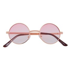 ROUND SUNGLASSES PINK-CLEAN LENS 2 TONE HIPSTER RETRO METAL SILVER FRAME 43 MM