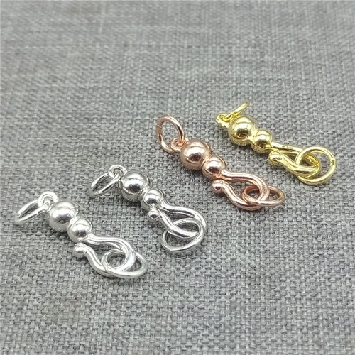 5pcs of 925 Sterling Silver Gourd Clasps Rhodium Gold Plated Hook Connectors - Picture 1 of 17