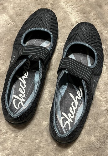 Skechers Mary Jane Flats 22152 Comfort Shoes Black Mesh Casual Womens Size 9 - Picture 7 of 17