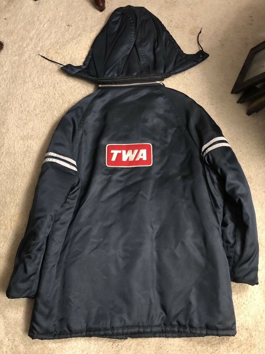 Vintage TWA Airlines Employee Winter Crew Jacket BLUE Mens Vintage TWA Airlines Employee Winter Crew Jacket BLUE Mens