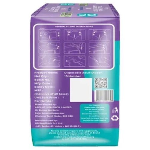 Apollo Essentials Adult Diaper Tape Style Unisex XL, 10 Count - Picture 3 of 3