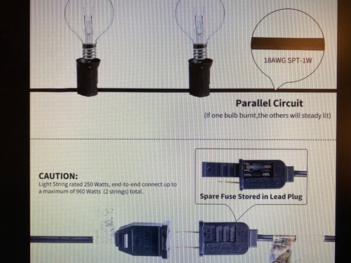 Outdoor String Light 50Feet G40 Globe Patio Lights with 52 Edison Glass Bulbs - Picture 7 of 9