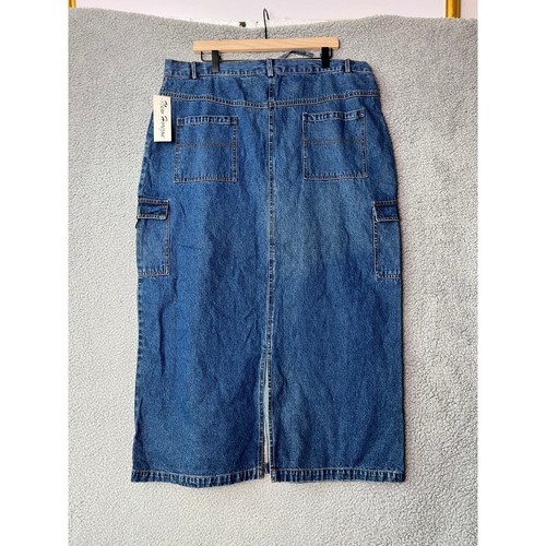 NWT Vintage New Horizon Jean Skirt 22 XL Denim Cargo Midi Button 90s Deadstock - Picture 9 of 18