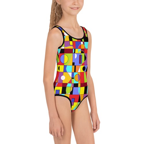 All-Over Print Kids Swimsuit "Magical Watches" Abstract Painting, Baran Art - Picture 5 of 29