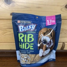 Purina Busy Bone Small/Medium Breed Dog Rawhide Treat Rib Hide 12 ct. Pouch 1/26
