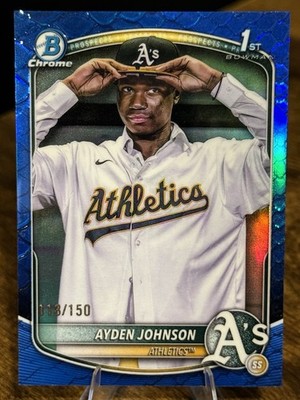 2025 1st Bowman Chrome Prospects /150 Ayden Johnson #BCP-197 Blue Reptilian