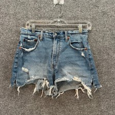 Abercrombie  Fitch Jean Cutoff Shorts Womens 6 Blue Distressed Denim Curve Love