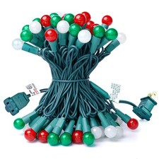 Christmas Lights Outdoor 24FT 70 LED G15 Red White and Green Globe String Lig...