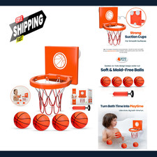 Toddler Bath Toys Basketball Hoop Set with Soft Balls and Suction Cups for Kids